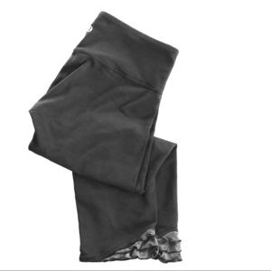 Lululemon Full On Luon Black Ruffle Crops